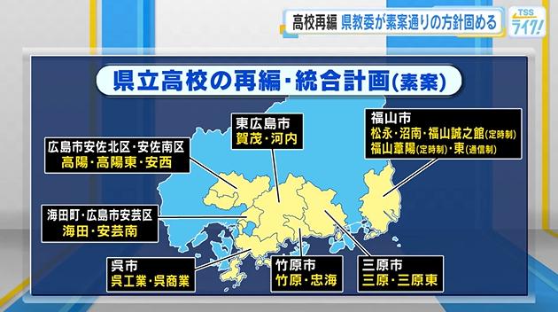 県立高校再編問題 県教委は素案通り18校を7校にする方針変わらず 河内高校はキャンパス校に 広島(広島ニュースTSS)|dメニューニュース ...